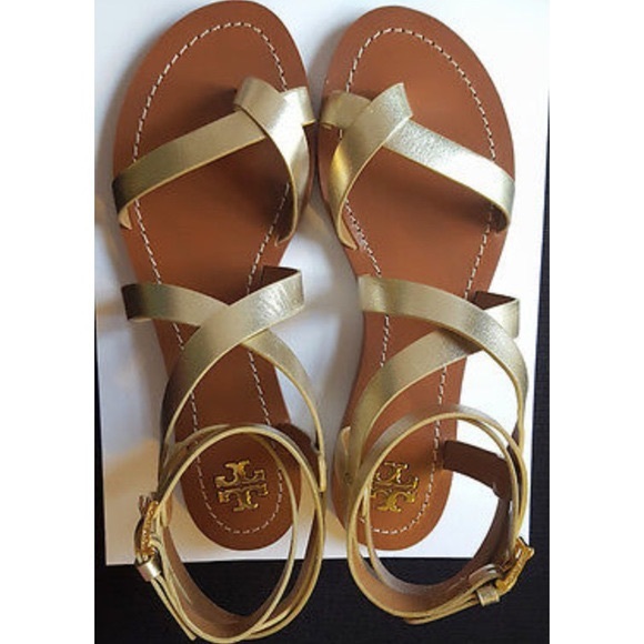 SOLD 🚫Ⓜ️ Tory Burch Sandals Metallic Gold - Picture 2 of 2